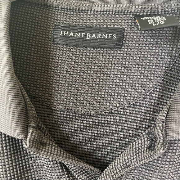 Jhane Barnes Silk Blend Polo Shirt Mens Large Grey Waffle Textured Casual - Picture 2 of 5